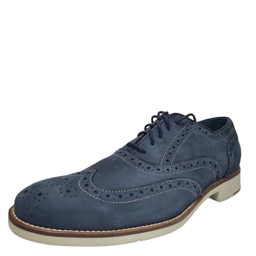 Johnston & Murphy Watkins Navy Nubuck Wingtip Oxford Shoes 20-8167 Mens 12 M